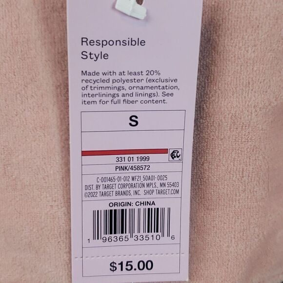 Wild Fable Women's Small Pink Velour Sports Bra - Picture 3 of 7